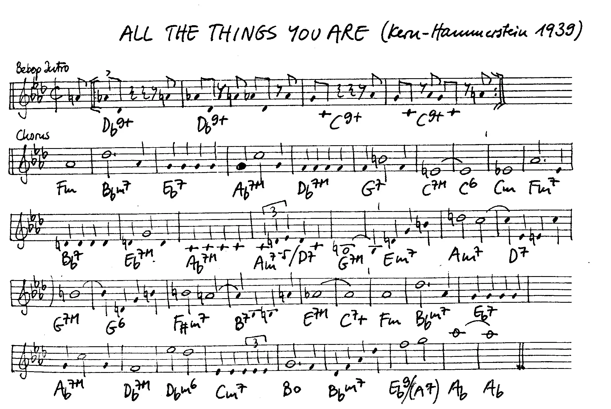 all the things you are free jazz leadsheet - Courtesy of the Jungle Jazz Band